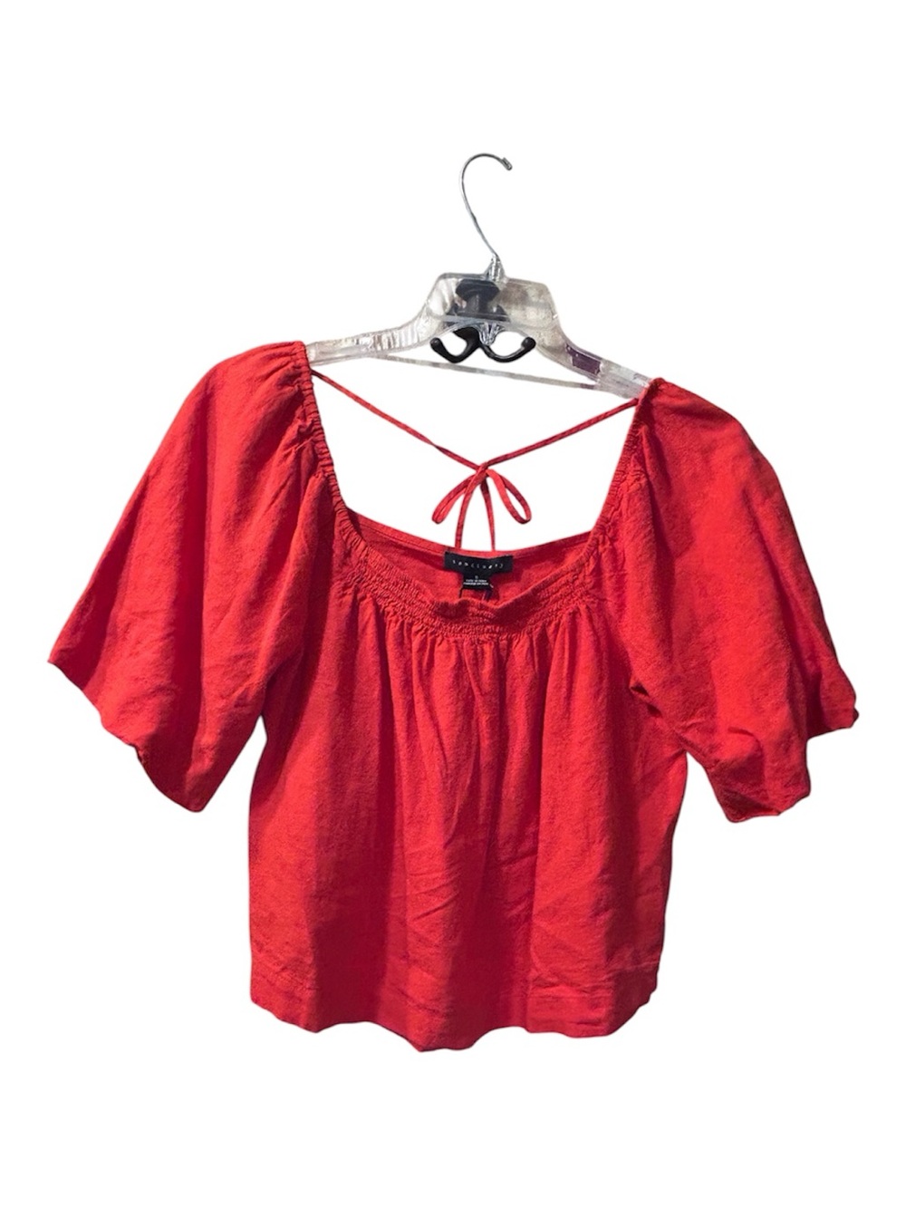 Sanctuary burnt orange linen Tie-Back Peasant Top